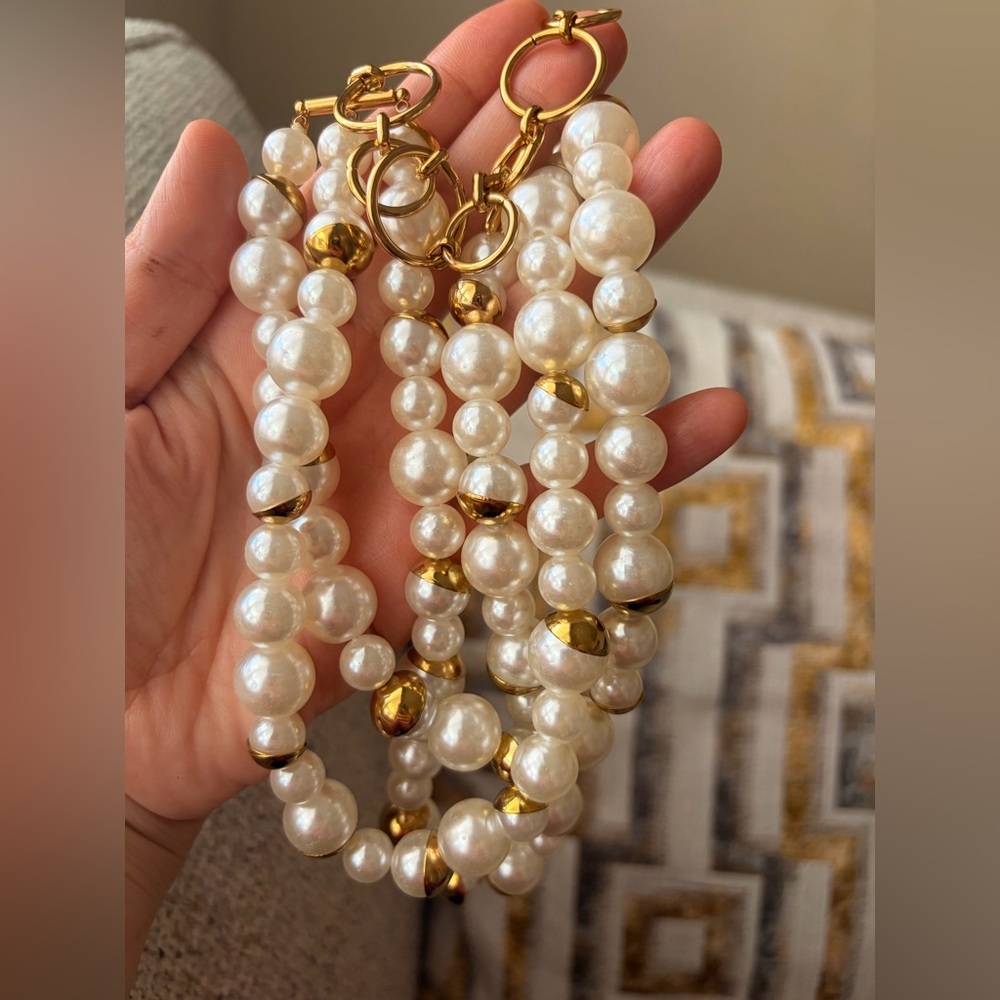 NEW! Classic Gold & Pearl Multi-Strand Necklace - Picture 8 of 12